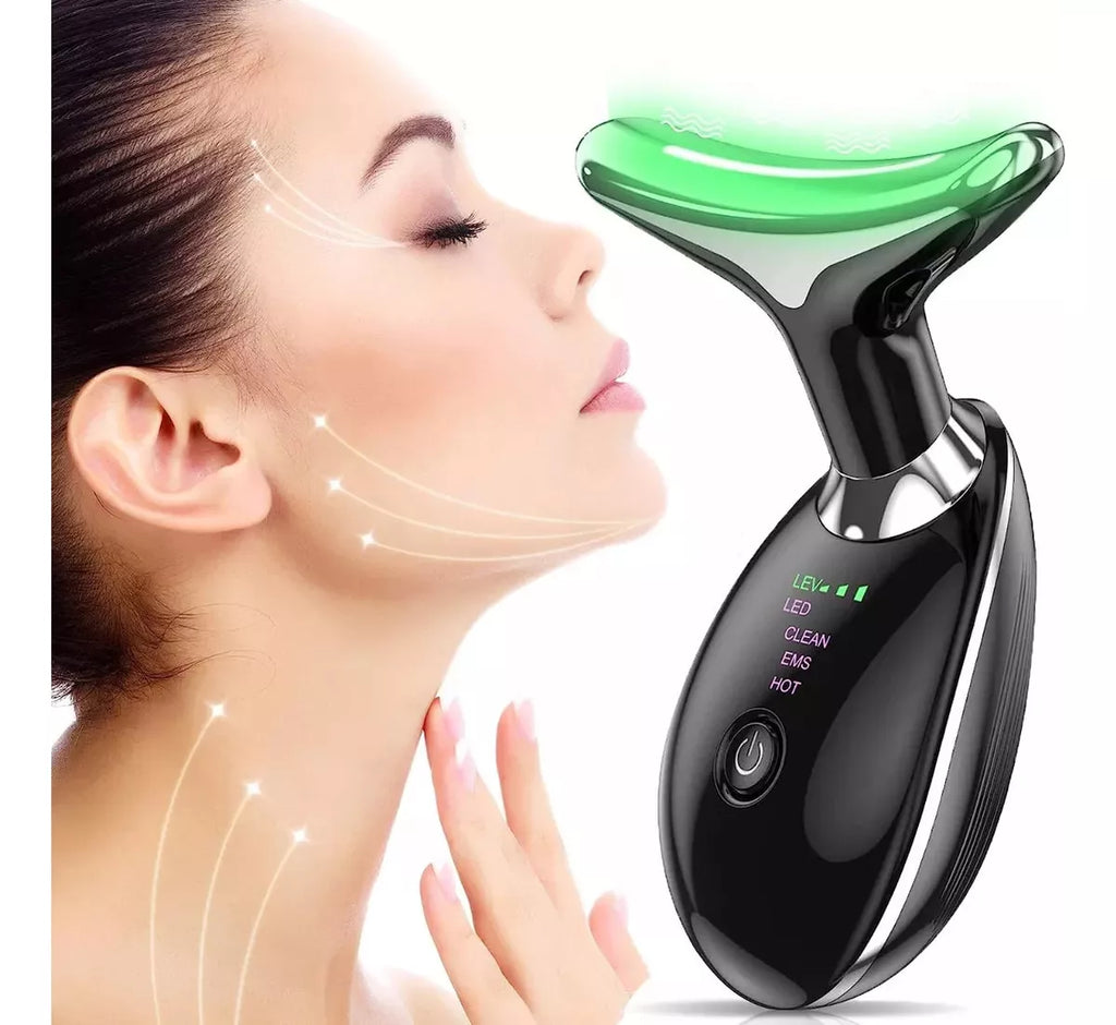 Masajeador Facial Eléctrico con Luz LED, Calor y Cuidado para Cuello
