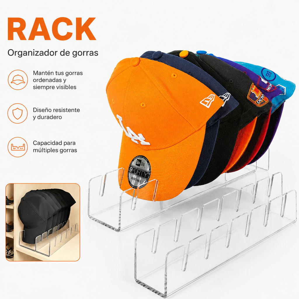 Organizador de Gorras en Acrílico de 7 Puestos