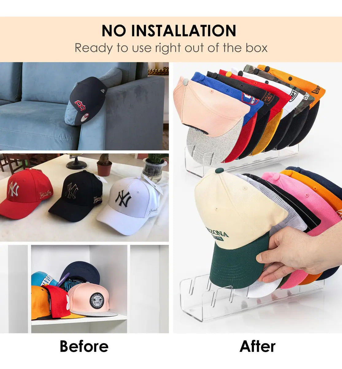 Organizador de Gorras en Acrílico de 7 Puestos