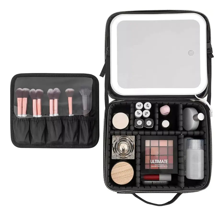 Neceser Cosmetiquera Organizador de Maquillaje con Espejo y Luz LED