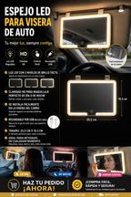 Espejo con Luz LED para Visera de Carro