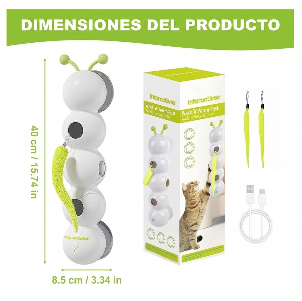 Juguete Interactivo para Gatos Tipo Gusano con Sensor