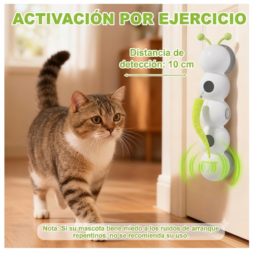Juguete Interactivo para Gatos Tipo Gusano con Sensor