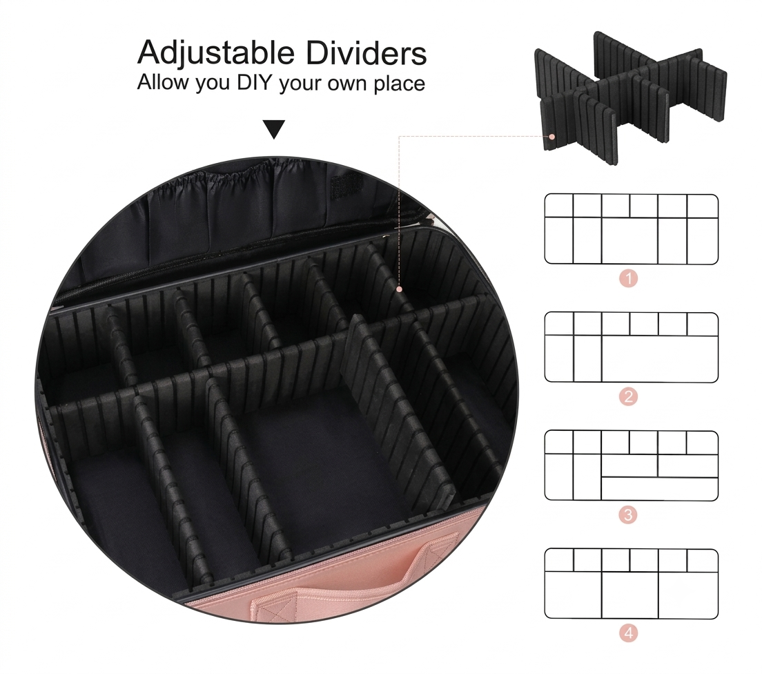 Neceser Cosmetiquera Organizador de Maquillaje con Espejo y Luz LED