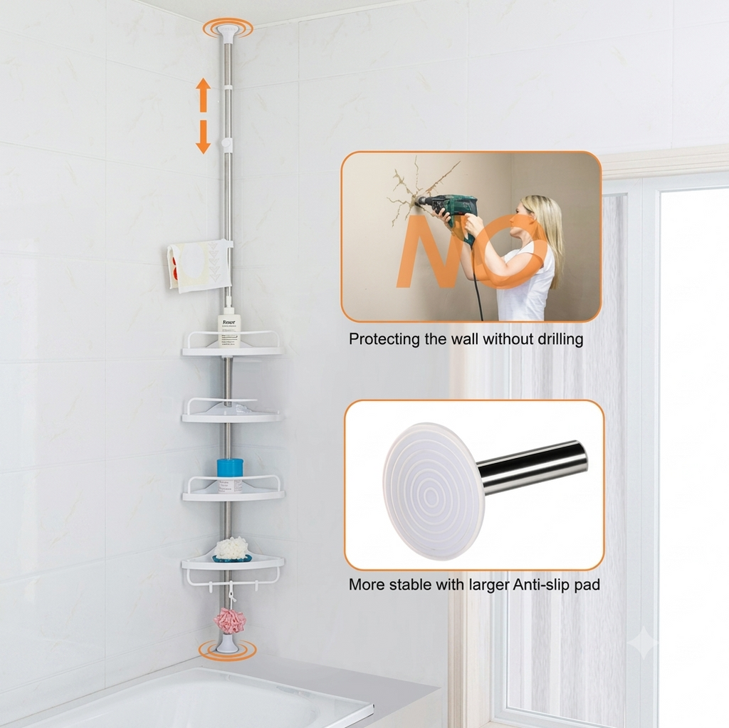 Organizador Esquinero para Baño de 4 Niveles