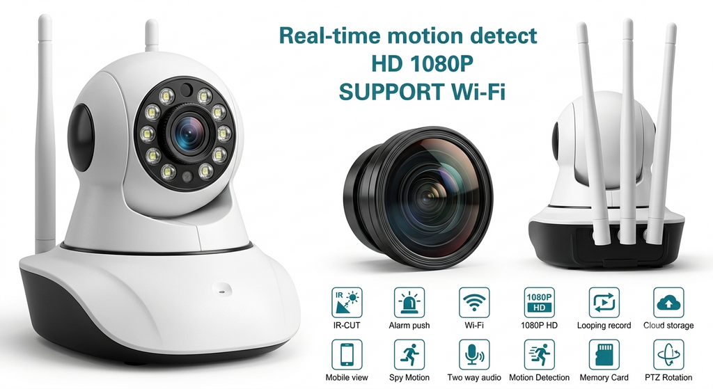 Cámara de Seguridad WiFi para Interior con 3 Antenas
