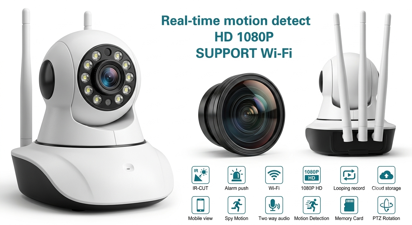 Cámara de Seguridad WiFi para Interior con 3 Antenas