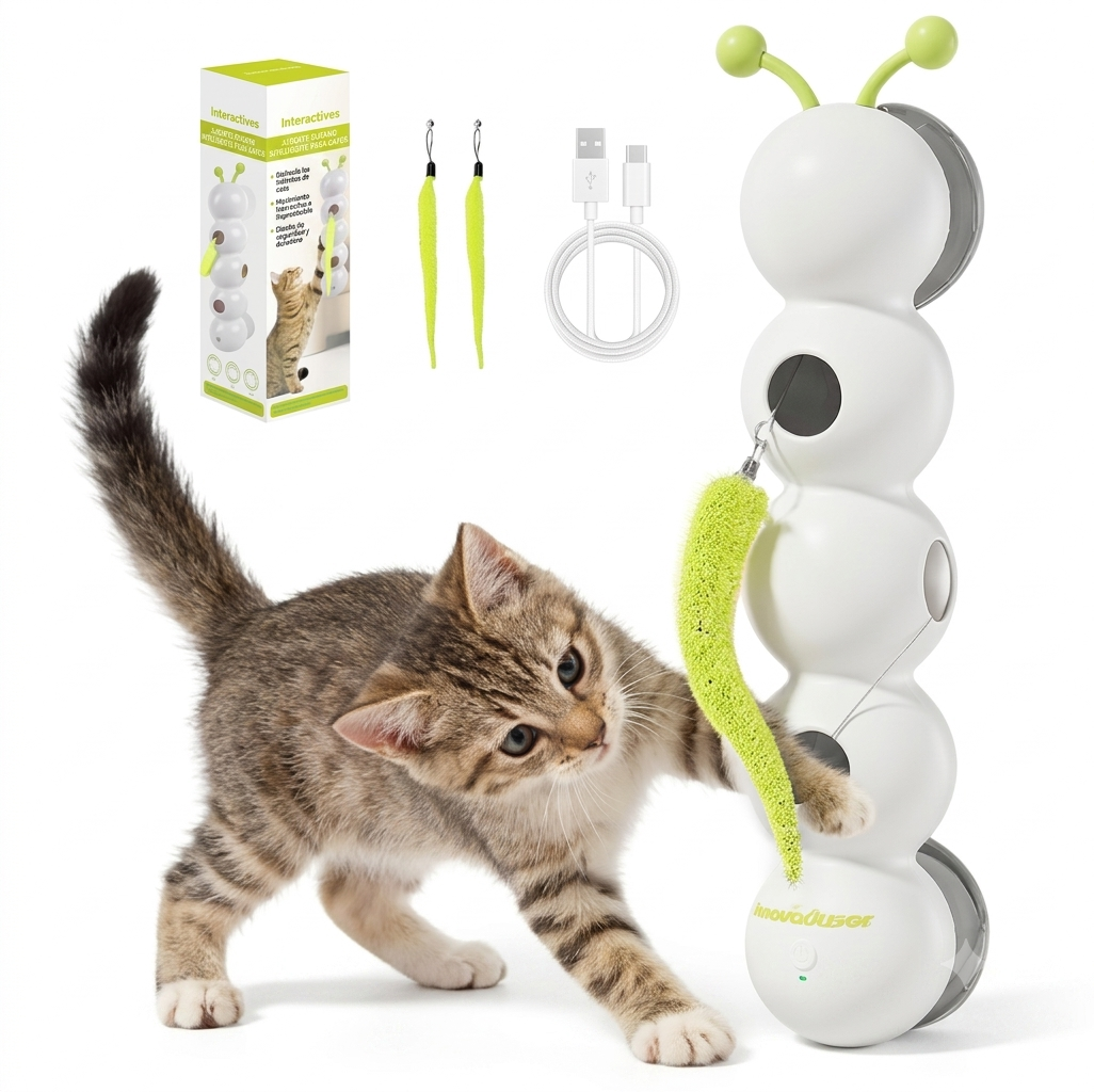 Juguete Interactivo para Gatos Tipo Gusano con Sensor