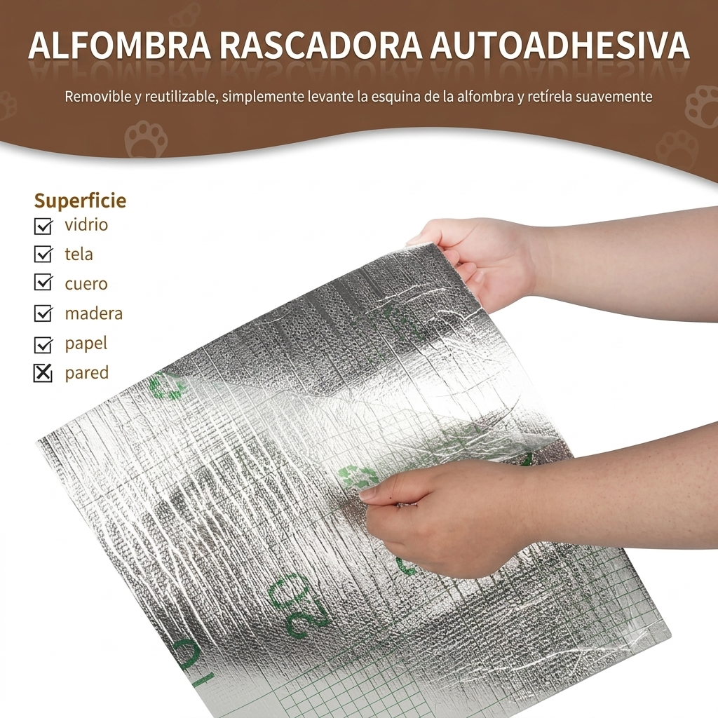 Alfombra Autoadhesiva Resistente a Arañazos para Gatos