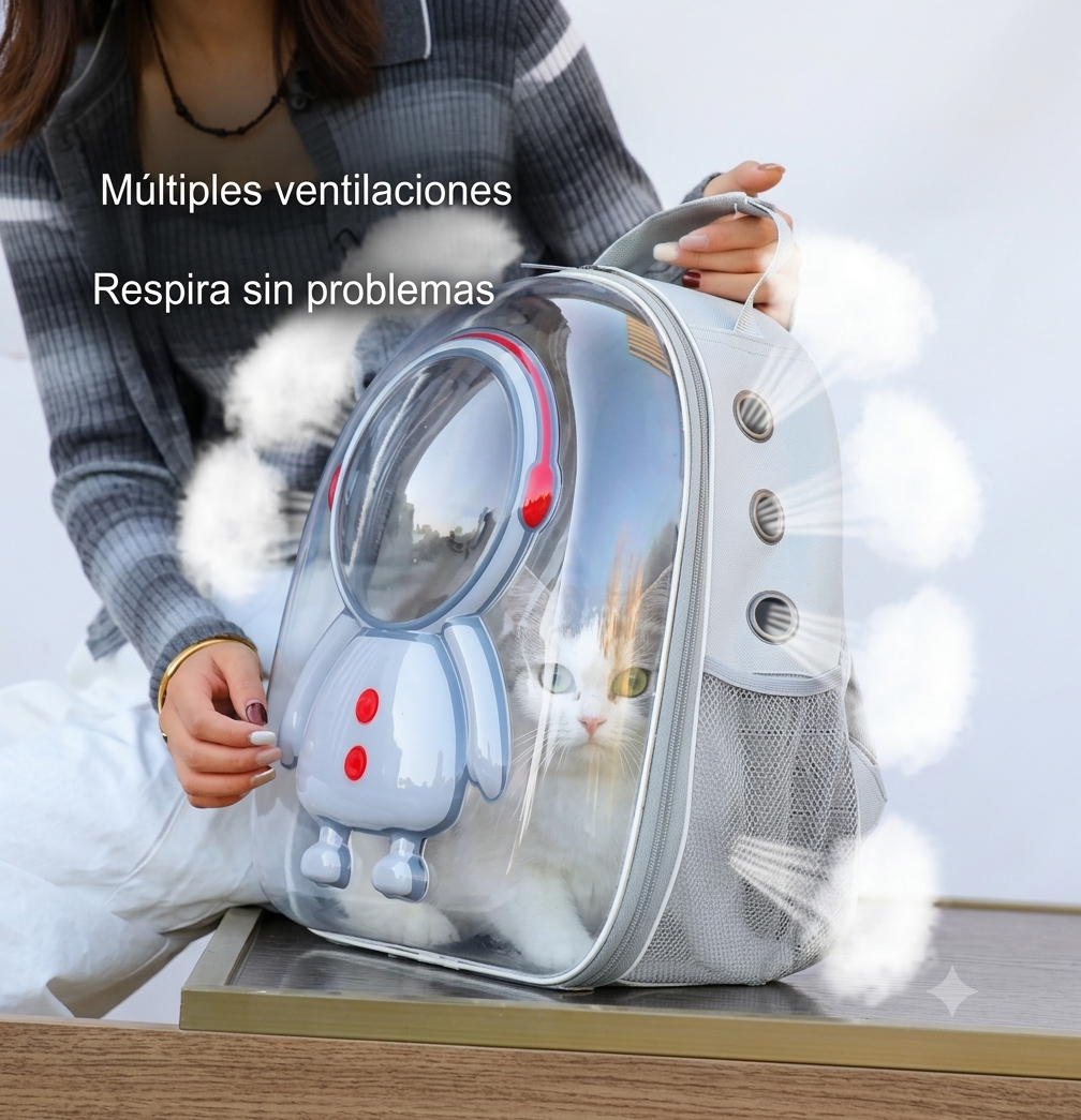 Morral Transportador Tipo Astronauta para Perros y Gatos