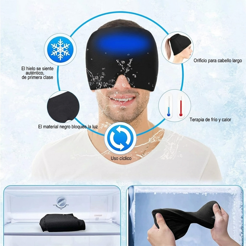 Gorro de Gel para Alivio de Migraña y Dolor de Cabeza