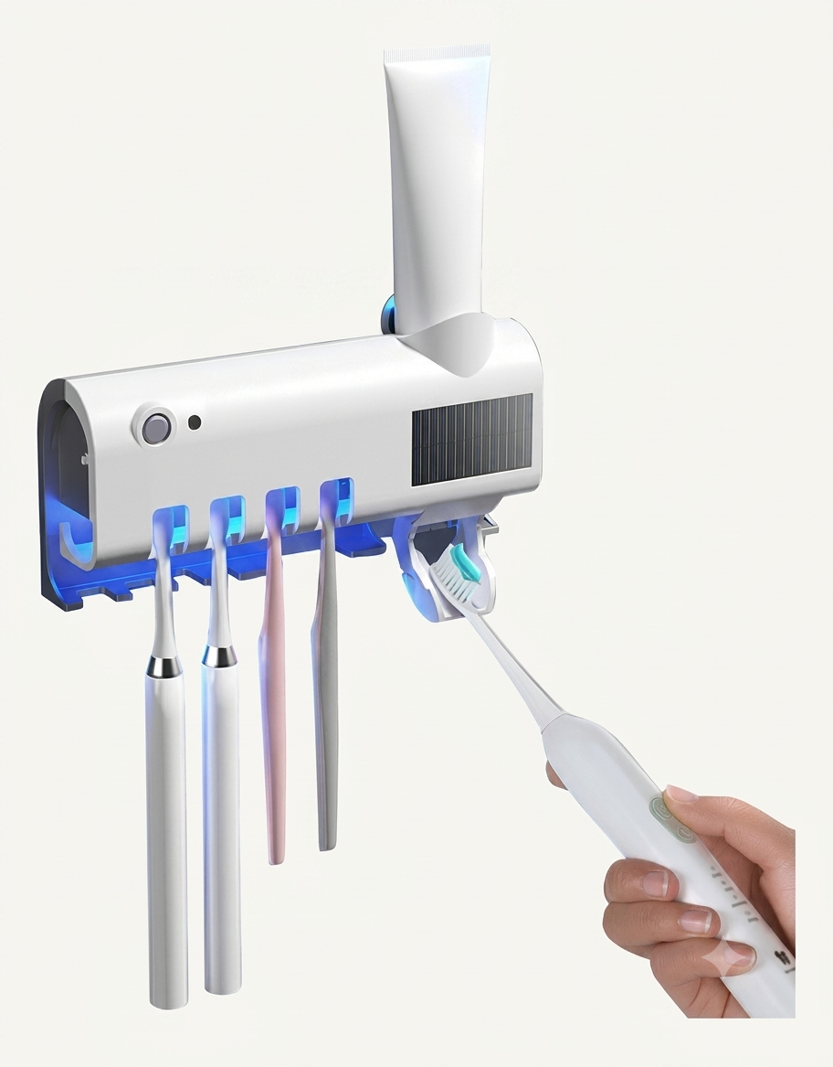 Soporte para Cepillos de Dientes UV con Dispensador Automático