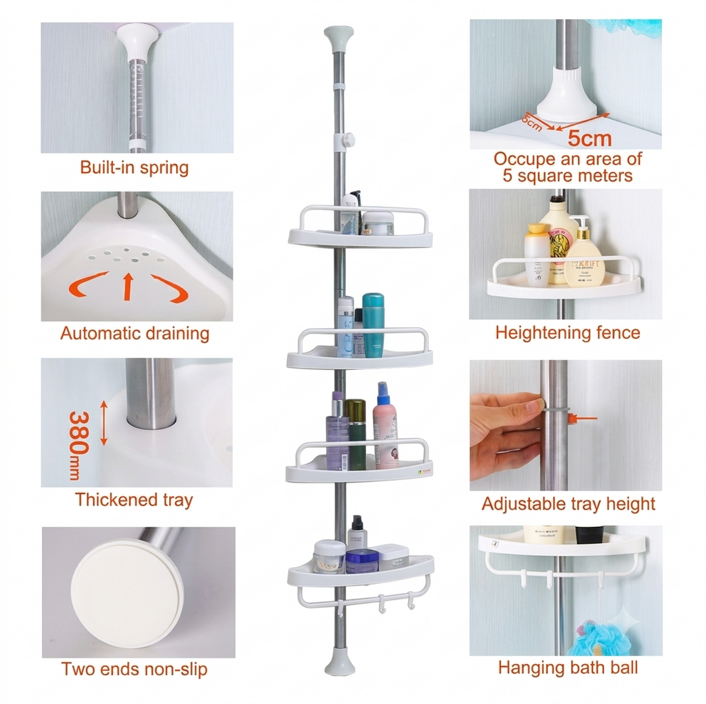 Organizador Esquinero para Baño de 4 Niveles